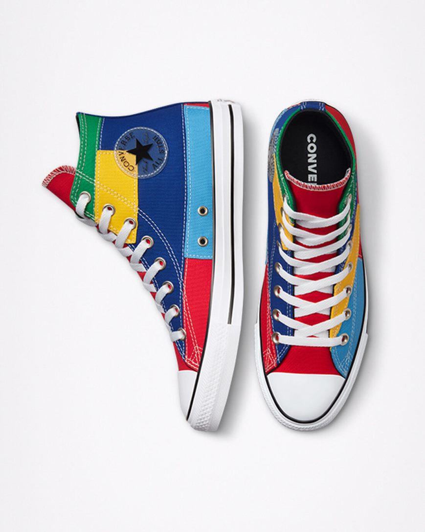 Tenisi Inalti Barbati Converse Chuck Taylor All Star Patchwork Rosii Albastri | RO EKIZC631